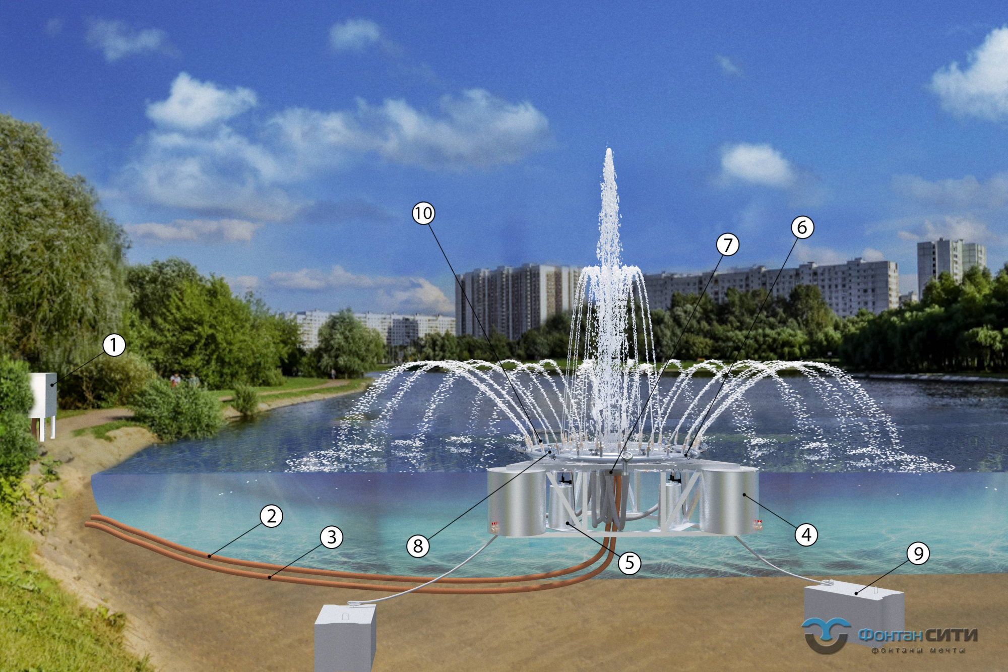 Устройство плавающего фонтана