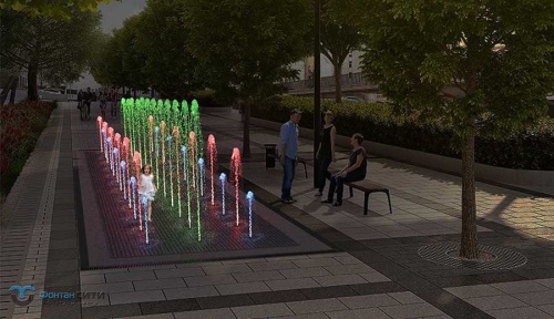 Пешеходный фонтан прямоугольный FC 4000х12000 (с погружными насосами 24V)