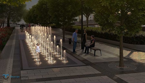 Пешеходный фонтан прямоугольный FC 4000х12000 (с насосами сухой установки)