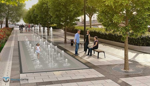 Пешеходный фонтан прямоугольный FC 4000х12000 (с насосами сухой установки)