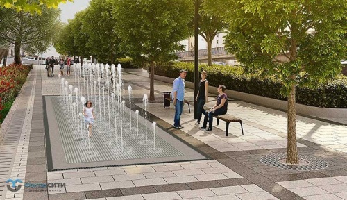 Пешеходный фонтан прямоугольный FC 4000х12000 (с погружными насосами 24V)