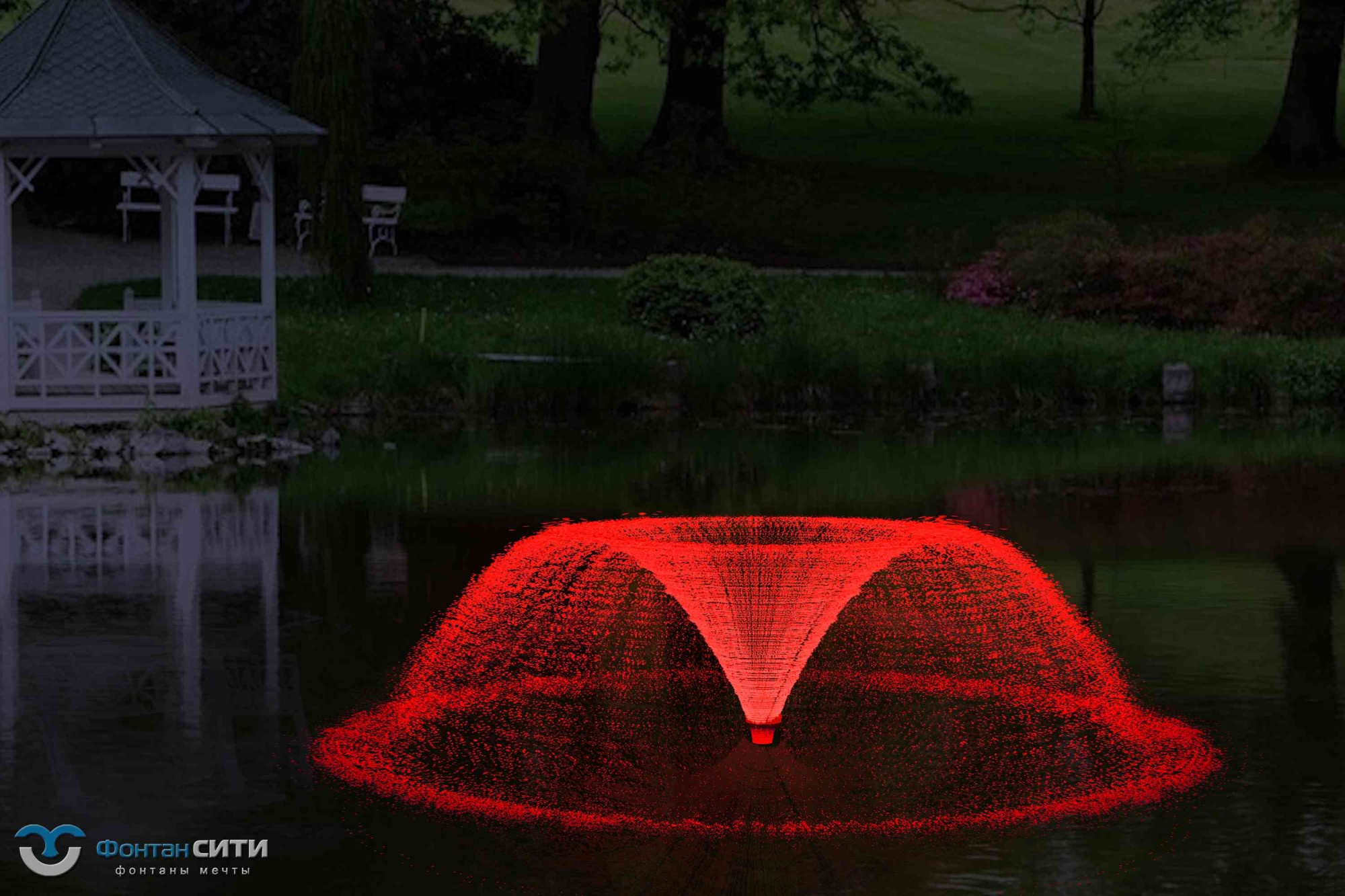 Купить плавающий фонтан для пруда с подсветкой - Фонтан СИТИ. Тел: 8-800-234-5405
