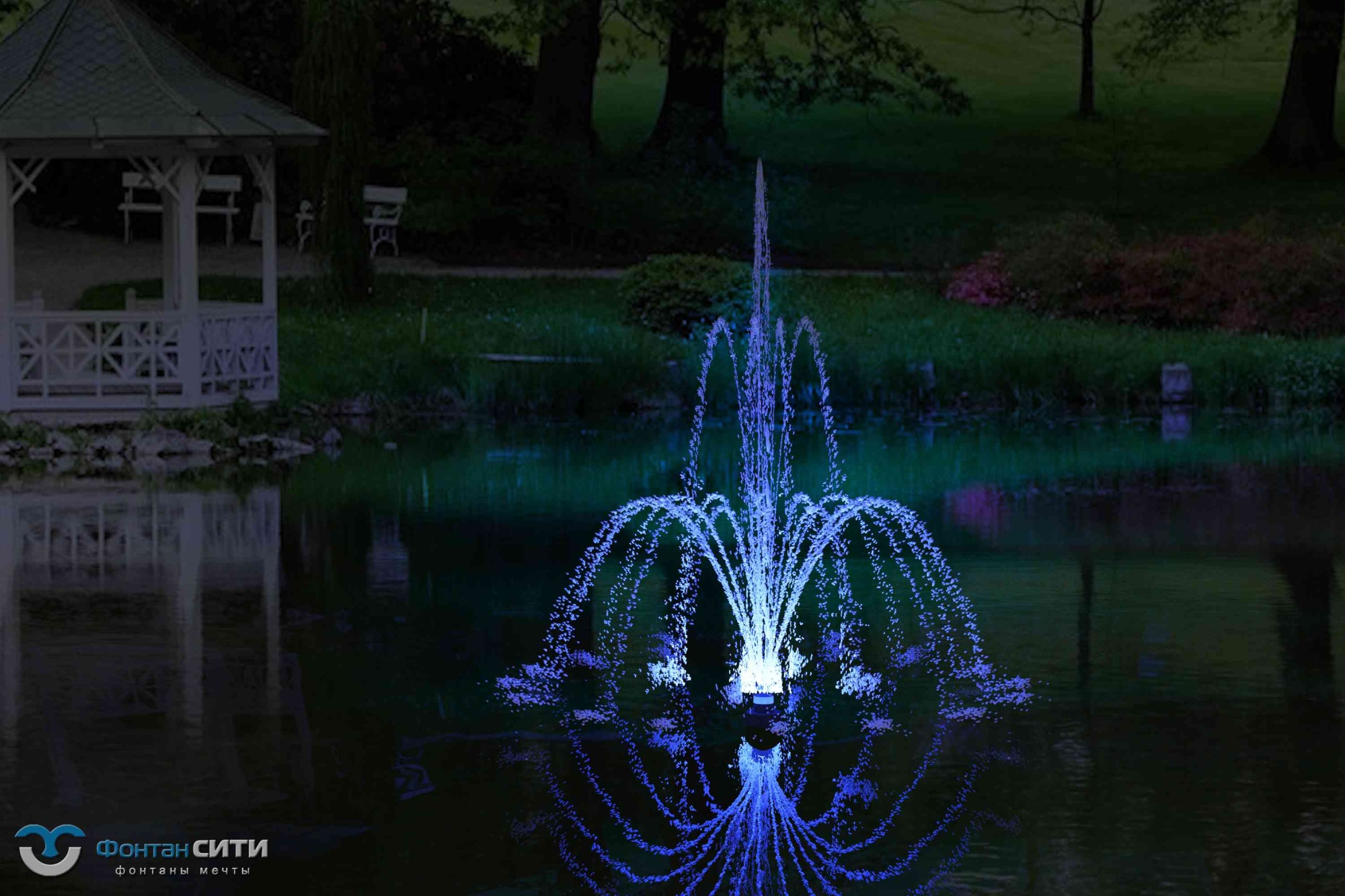 Купить плавающий фонтан для пруда с подсветкой - Вулкан. Фонтан СИТИ Тел: 8-800-234-5405