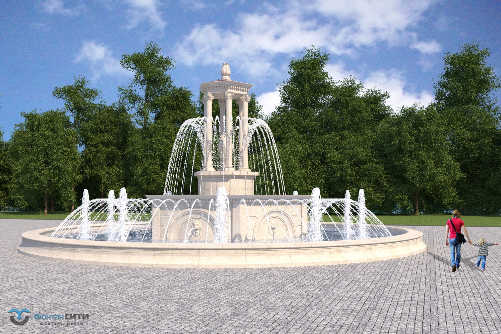 Фонтан в классическом стиле FC с ротондой 15800