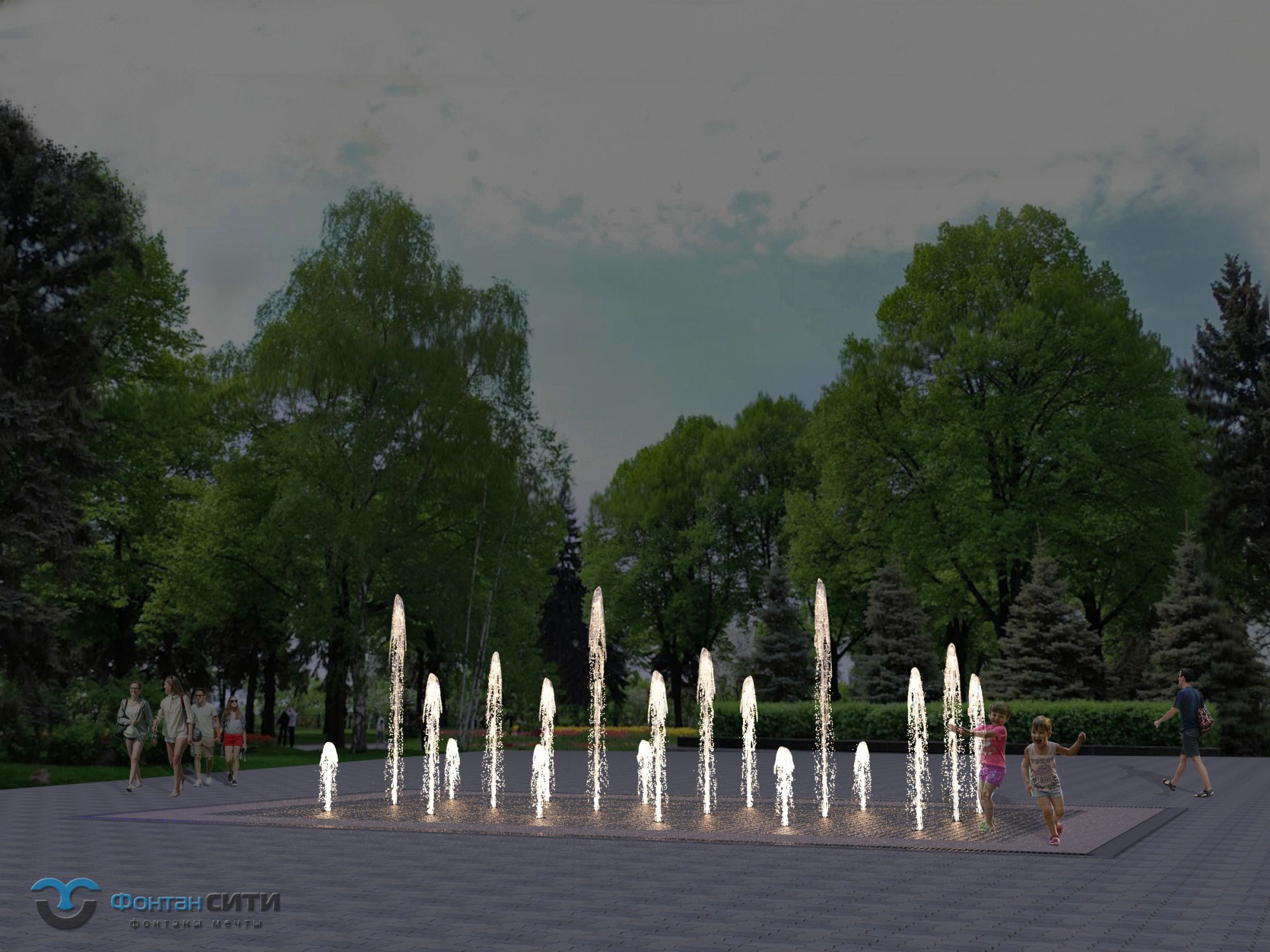 Динамический фонтан сухой конструкции - Фонтан СИТИ. Тел: 8-800-234-5405